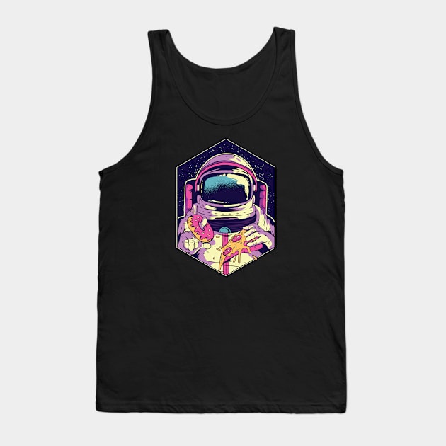 Astronaut Eating Donut And Pizza Tank Top by BamBam